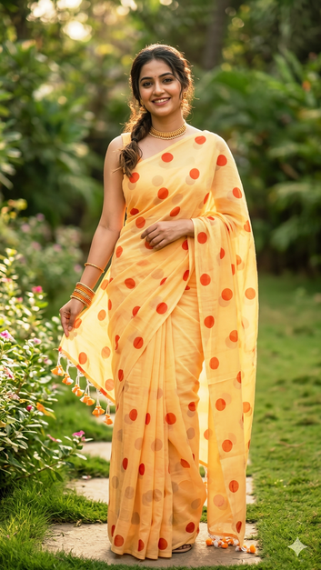 Polka Dot Cotton Sarees