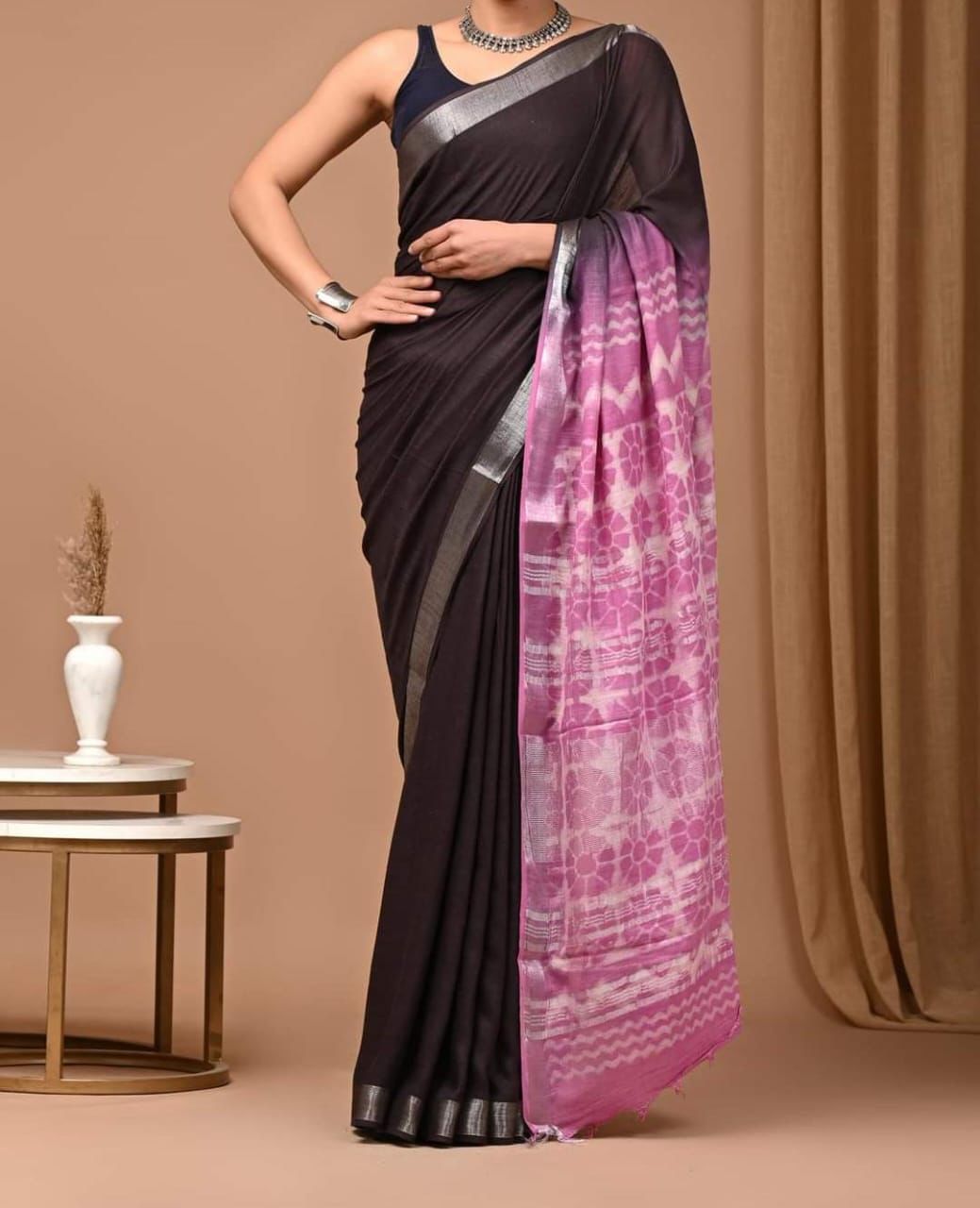Linen Sarees Dark shades
