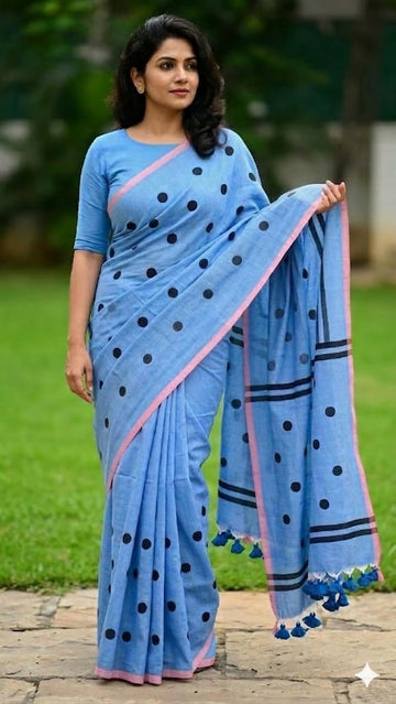 Polka Dot Cotton Sarees